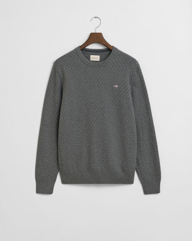 Crewneck sweater med mikrotekstur