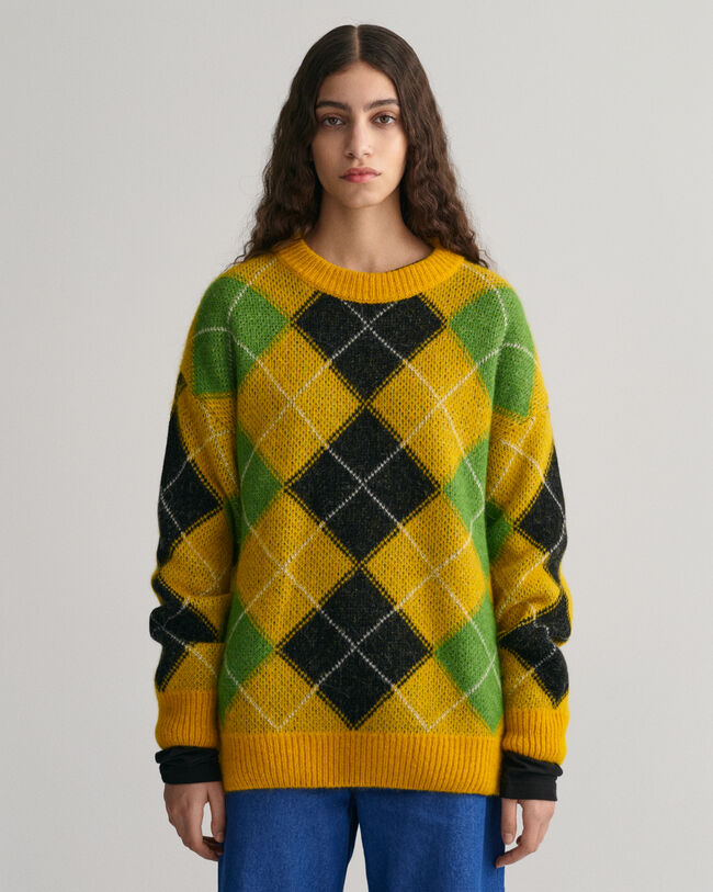 Dunet argyle sweater med crewneck
