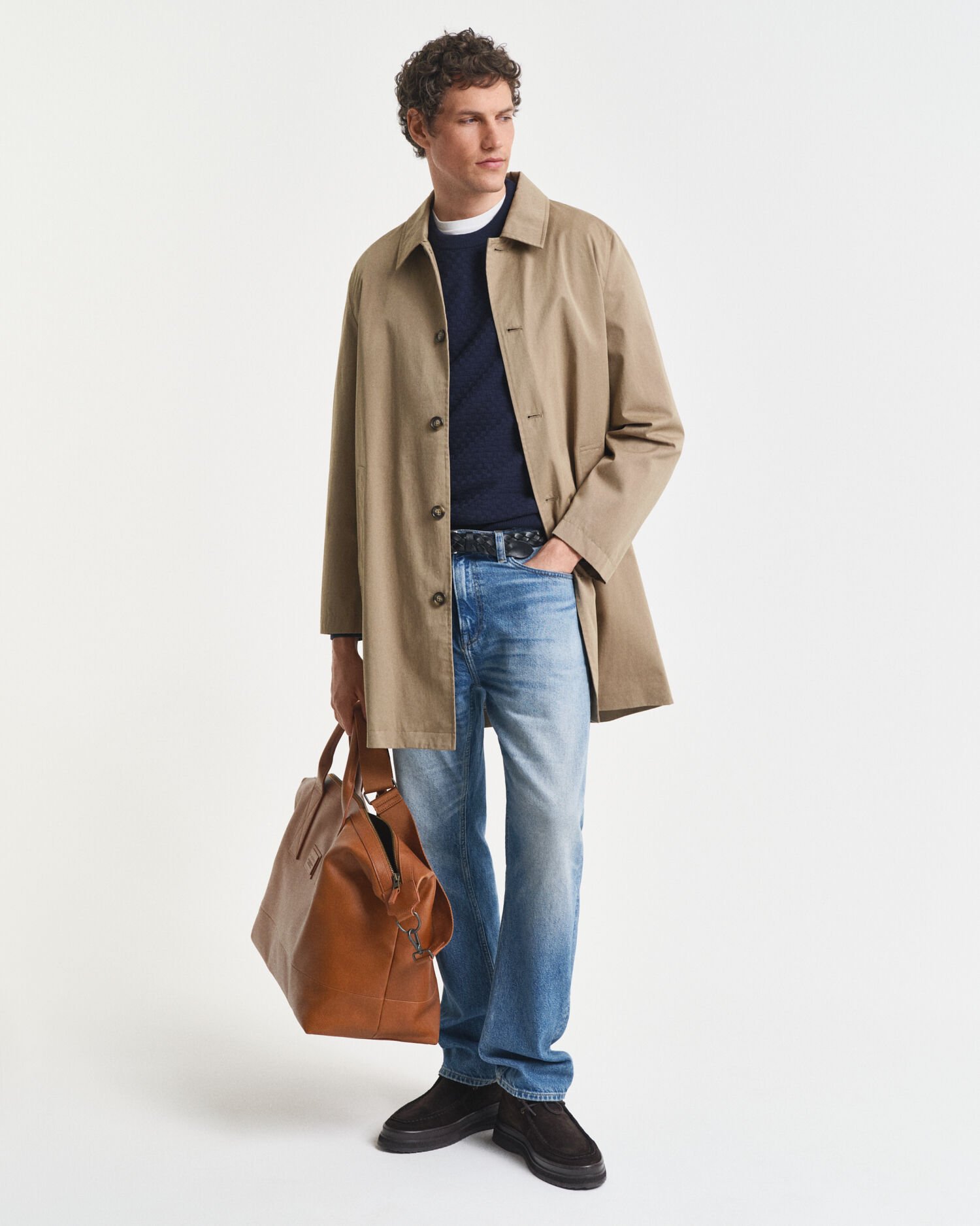 Crewneck sweater med mikrotekstur