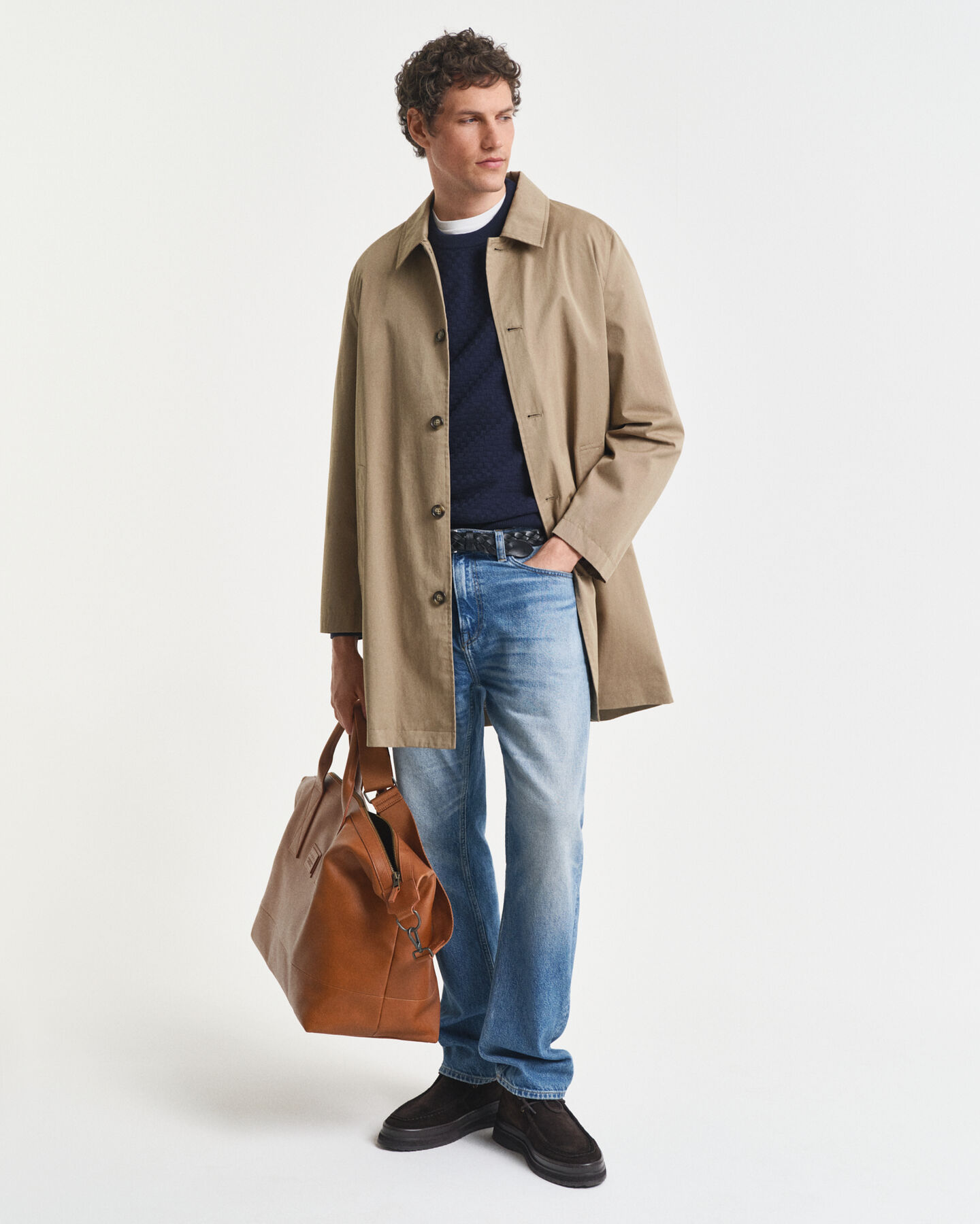 Crewneck sweater med mikrotekstur