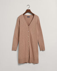 Lang cardigan i hørblanding med V-hals