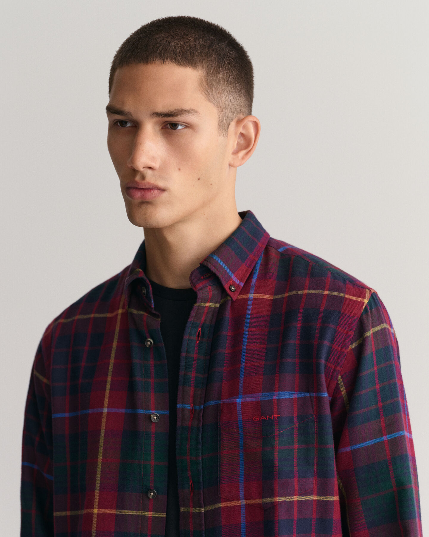 Regular fit skotskternet flannelskjorte