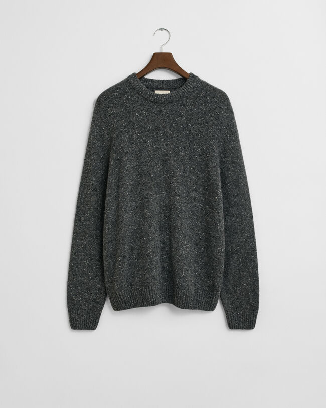 Sweater med crewneck og nister i uldblanding