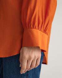 Popover bluse af lyocell og silke