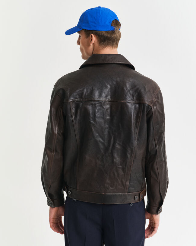 Trucker-jakke i læder