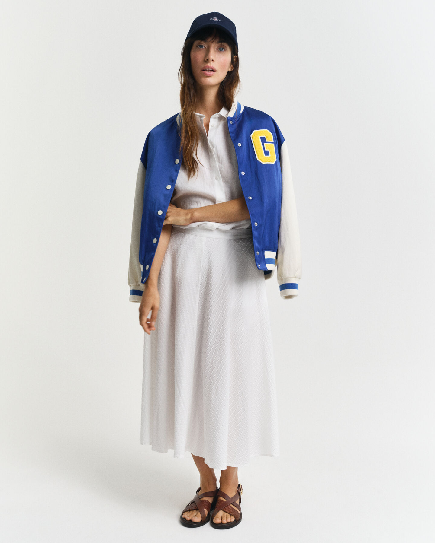 Tonal stribet seersucker nederdel