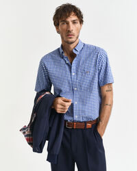 Regular fit klassisk gingham poplin-skjorte med korte ærmer