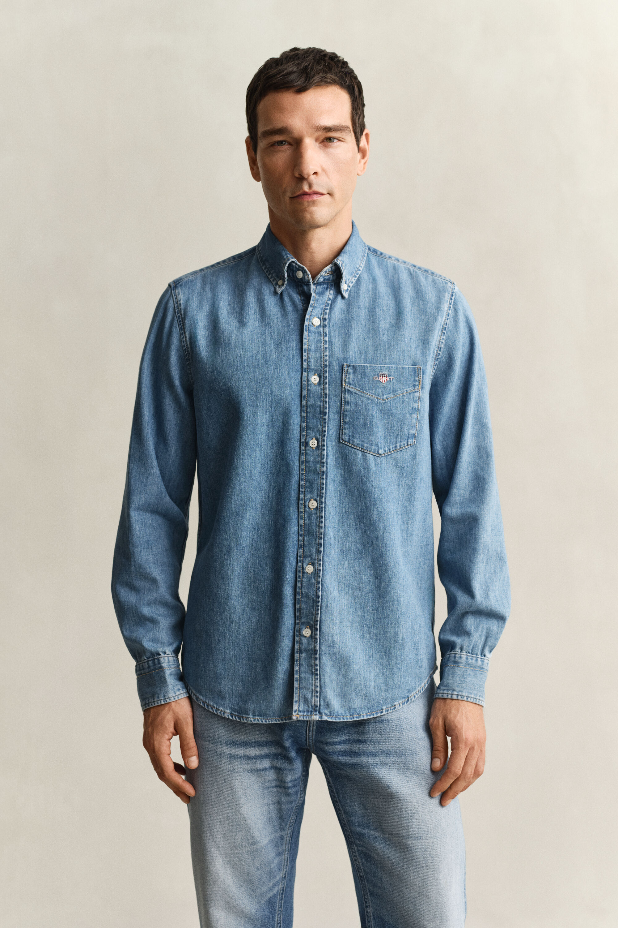 Regular fit denim-skjorte