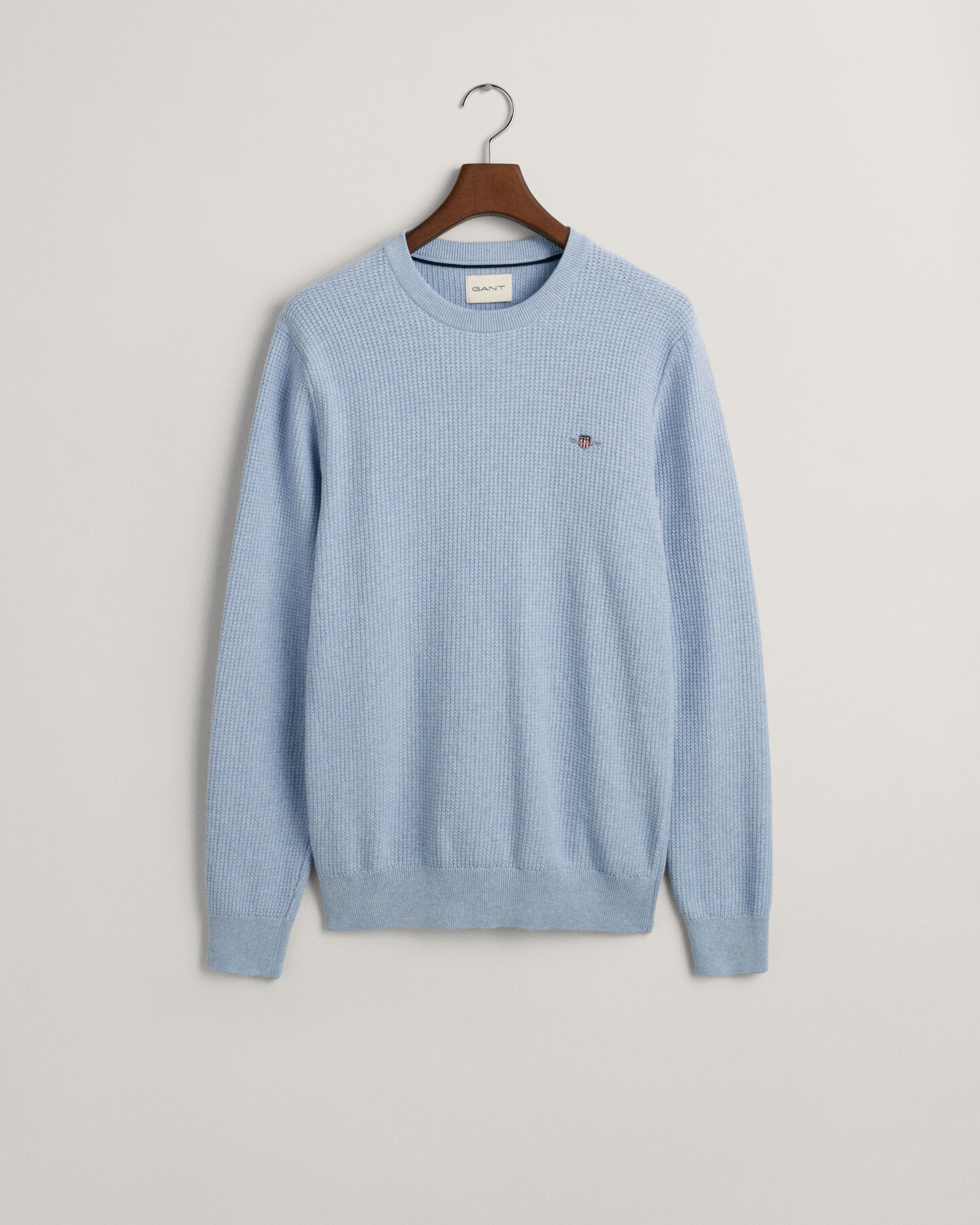 Mikro-tekstureret crewneck sweater af bomuld