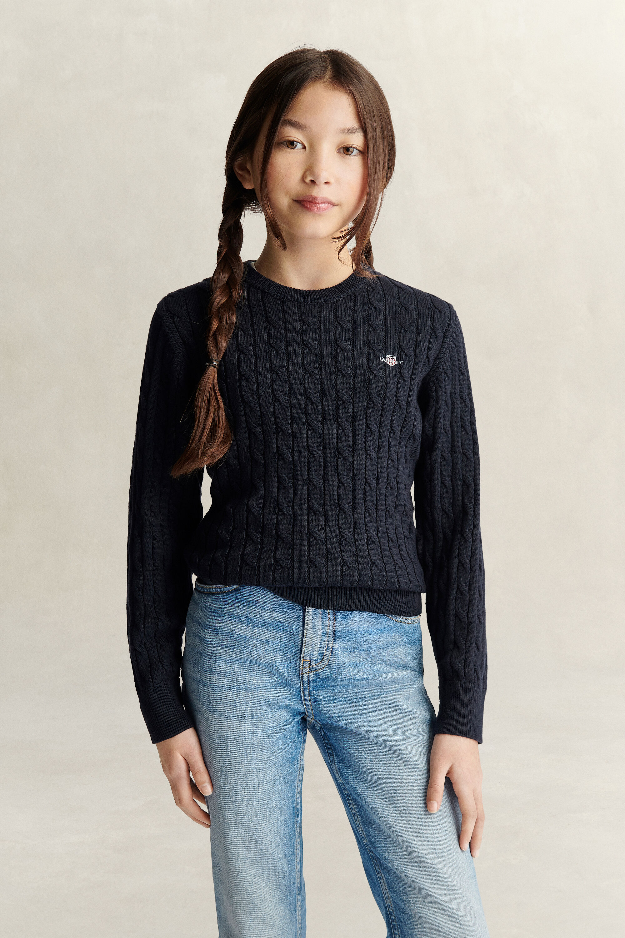 Teen Girls Shield kabelstrikket sweater