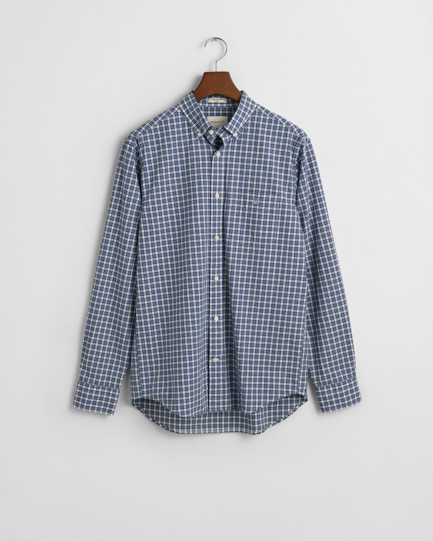 Regular fit poplin skjorte med sm&aring; tern