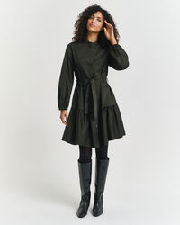 Kjole i bomuldssatin med lange ærmer