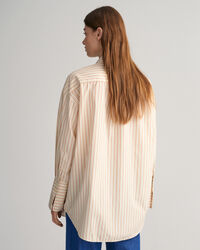Oversized stribet poplinskjorte med høje manchetter