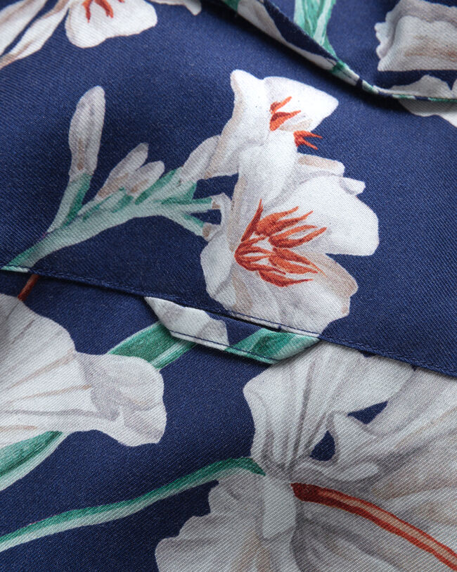 Relaxed fit Pure Prep Floral lyocell skjorte med korte &aelig;rmer