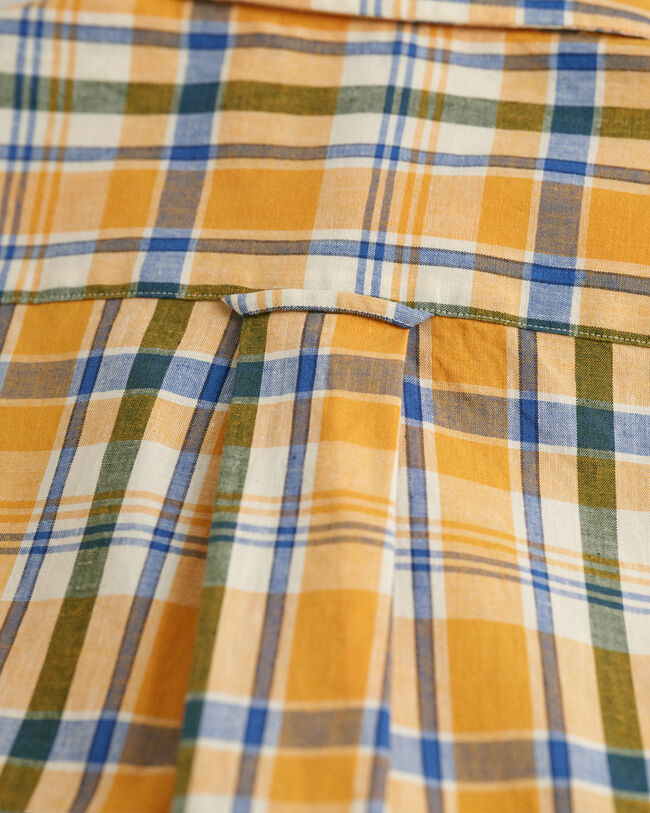 Regular fit ternet skjorte af bomuld og hør med korte ærmer