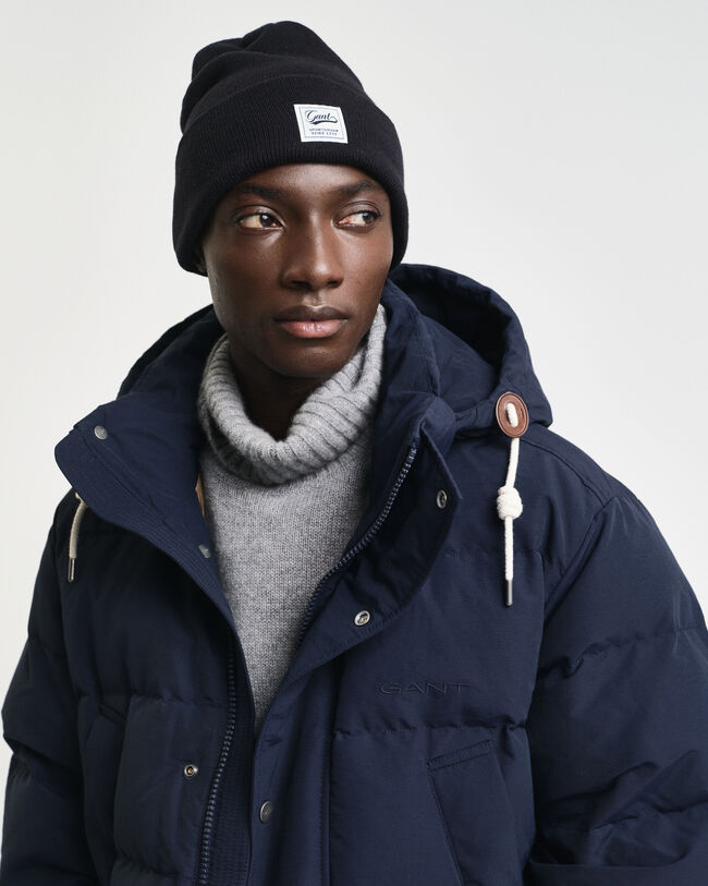 Tung dunjakke i mellemlængde