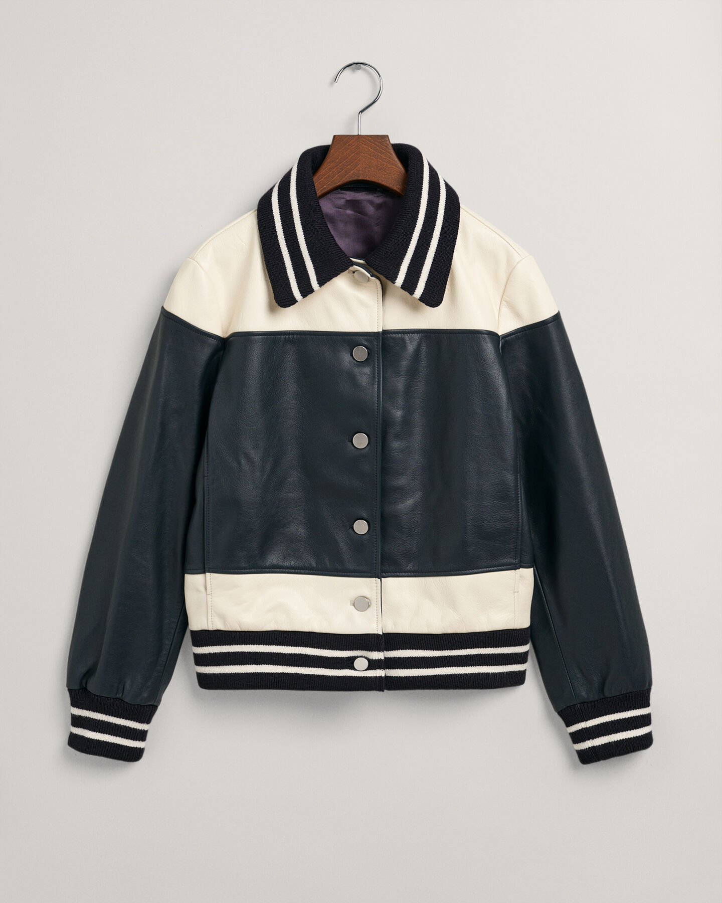 Læderjakke med blokke