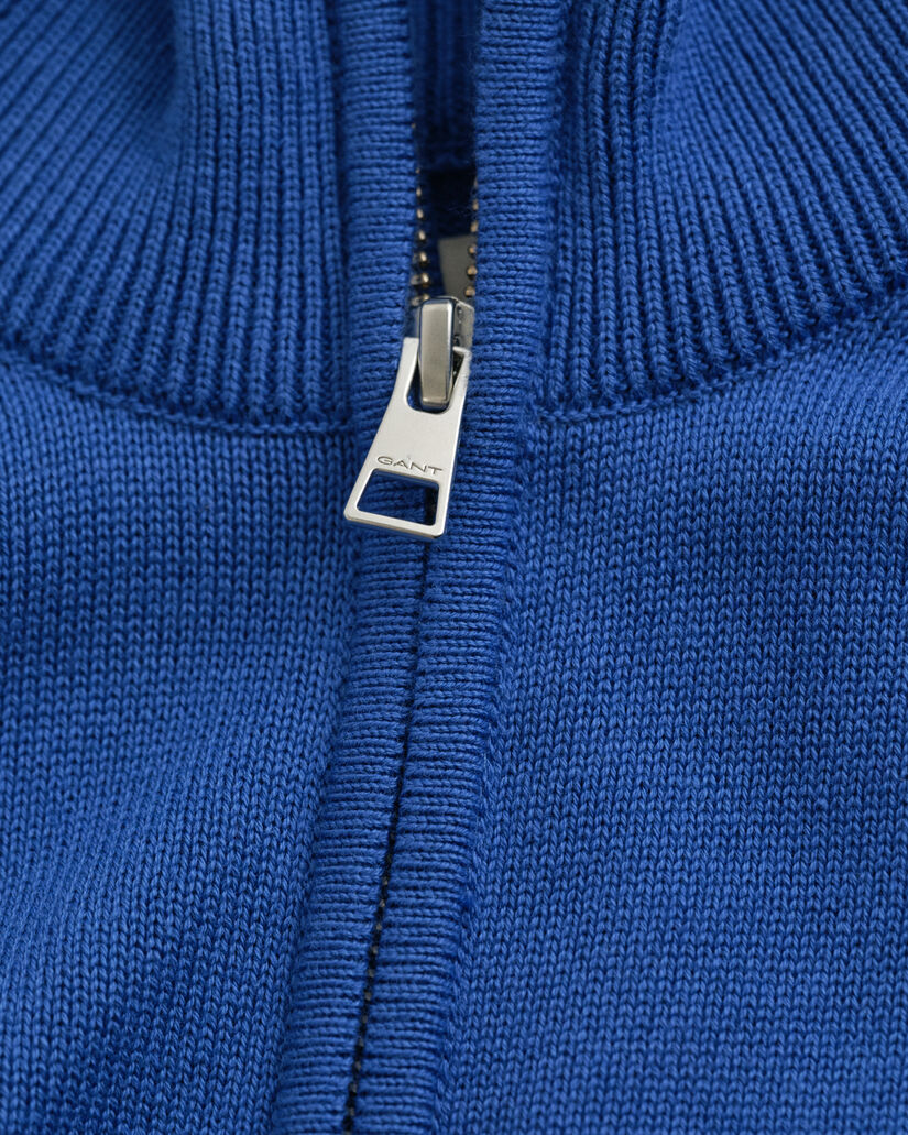 Afslappet cardigan i bomuld med lynl&aring;s