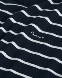 Stribet T-shirt af bomuld og h&oslash;r