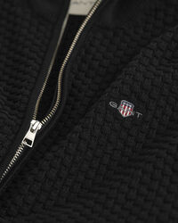 Tekstureret cardigan af bomuld med lynl&aring;s