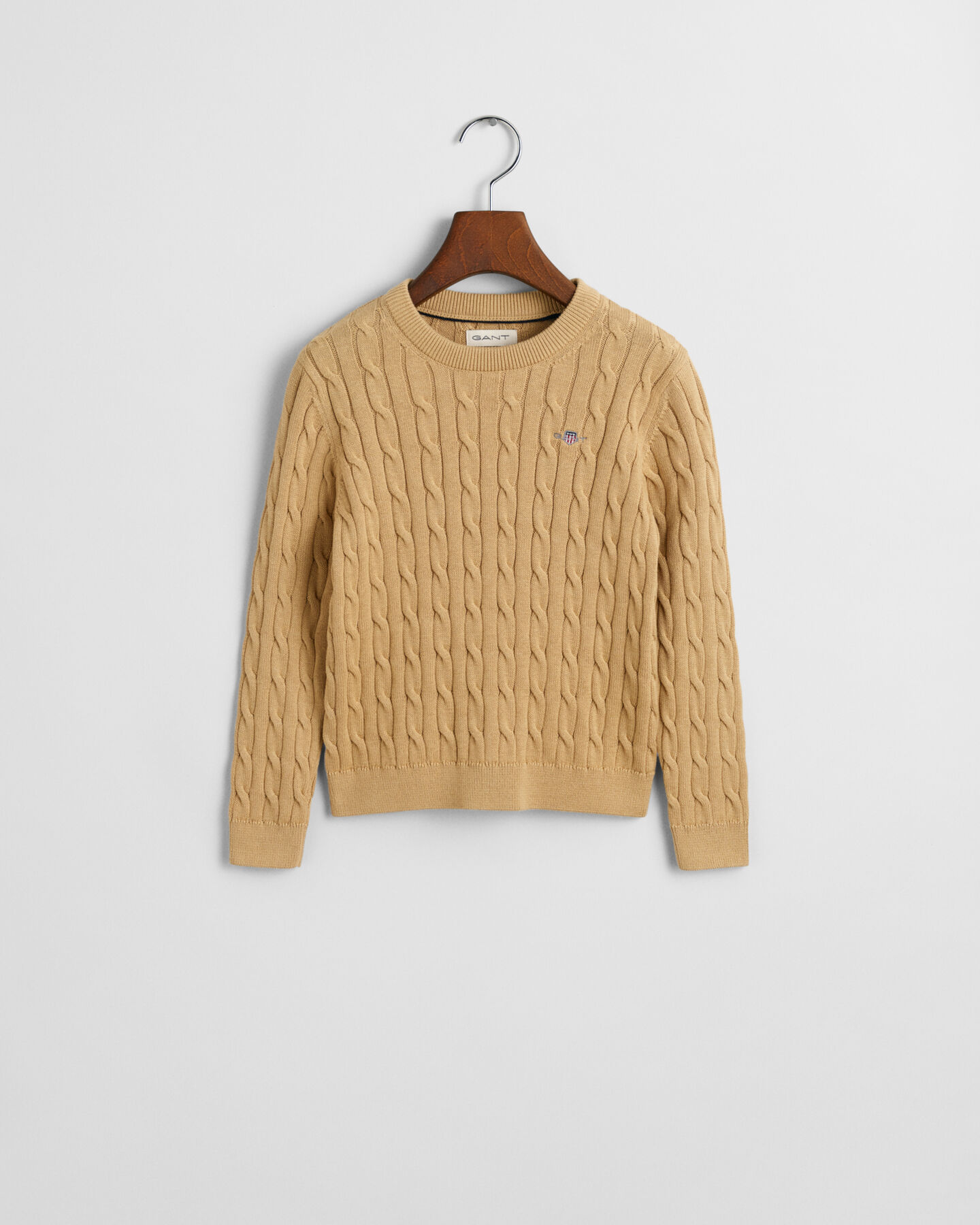 Kids Shield crewneck sweater af bomuld med kabelstrik