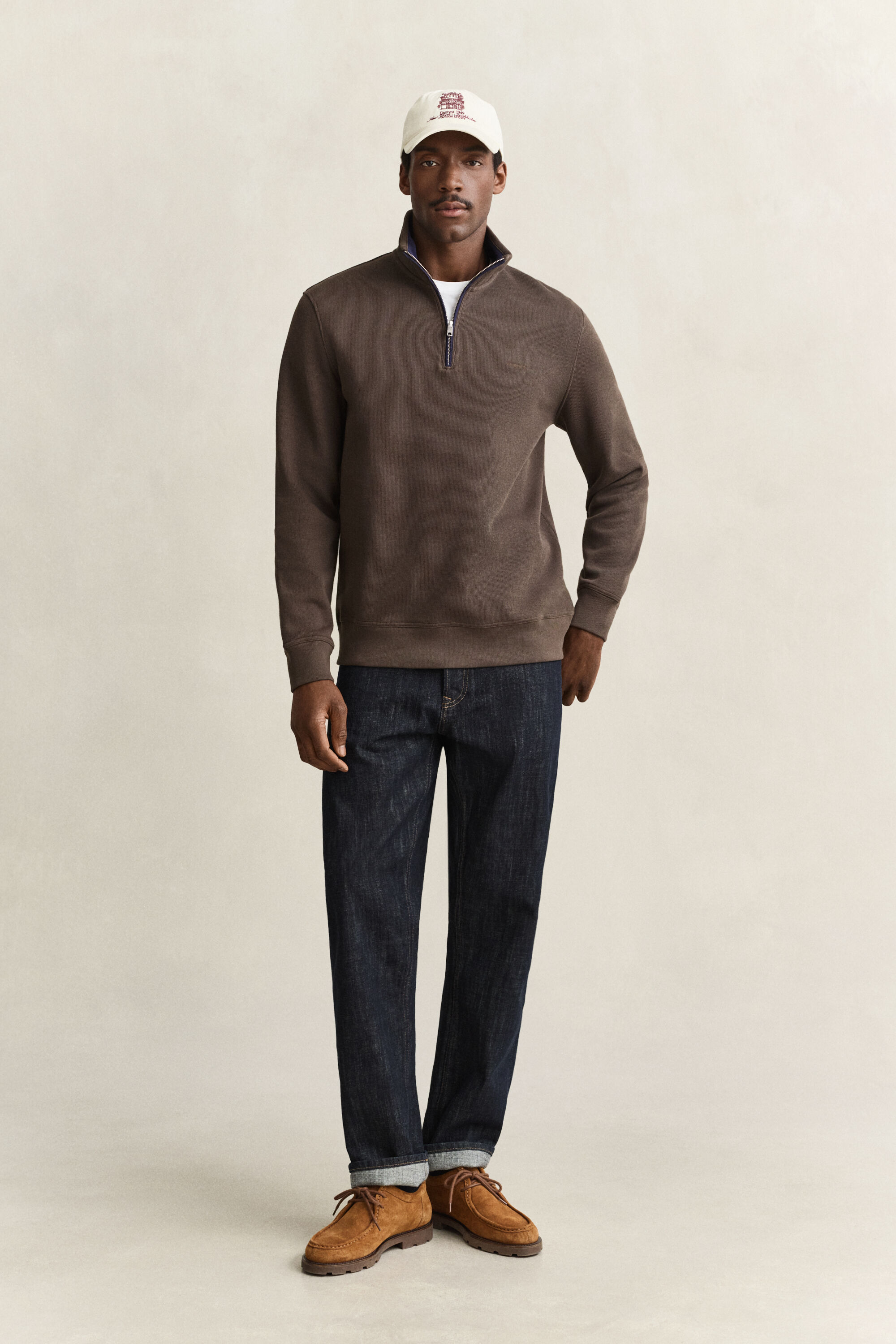Sacker Rib sweatshirt med halv lynlås