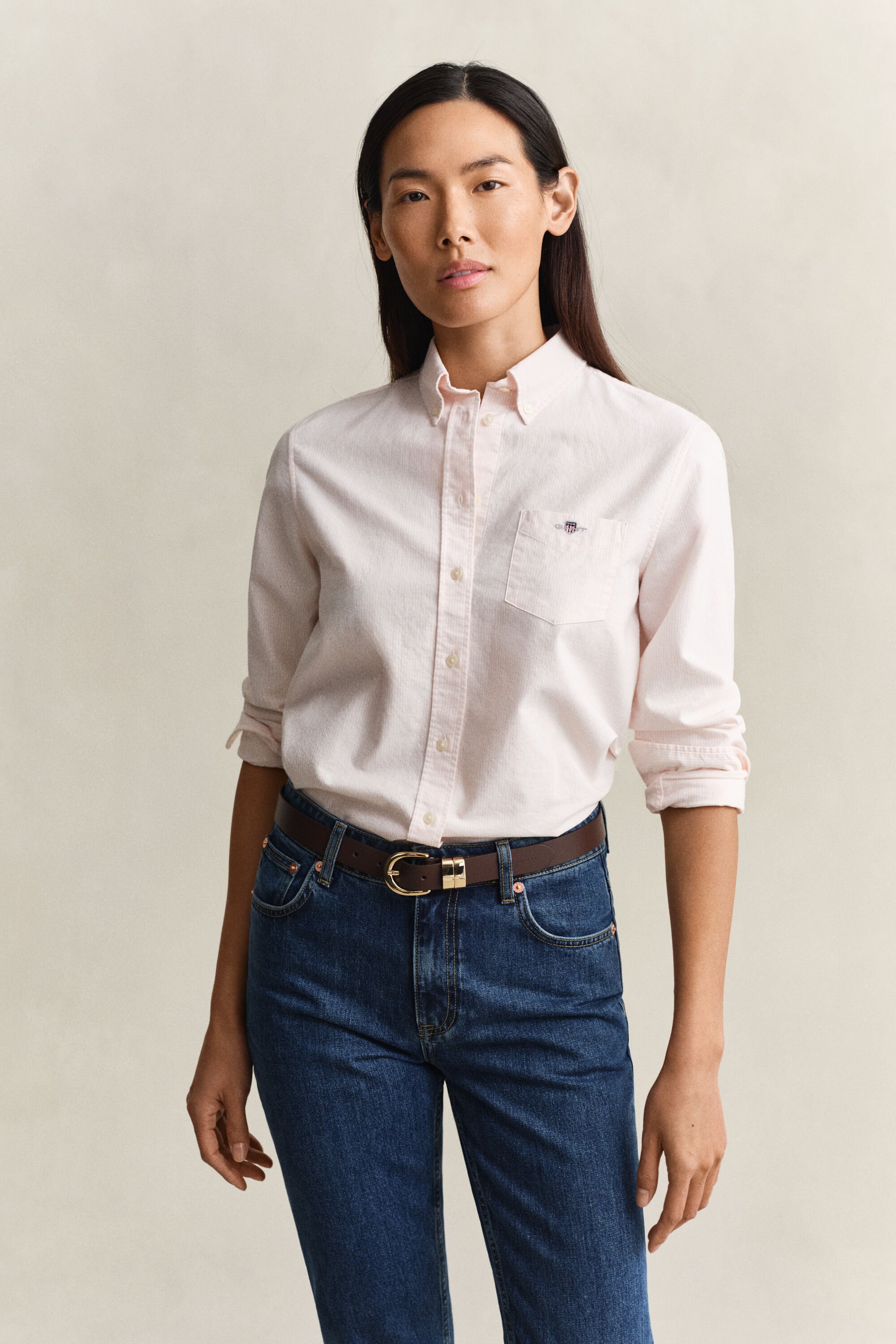 Regular fit klassisk stribet Oxford-skjorte