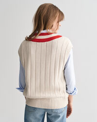 Kontrastfarvet vest med V-hals