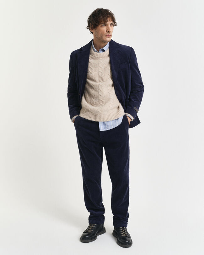 Regular fit blazer i jernbanefløjl