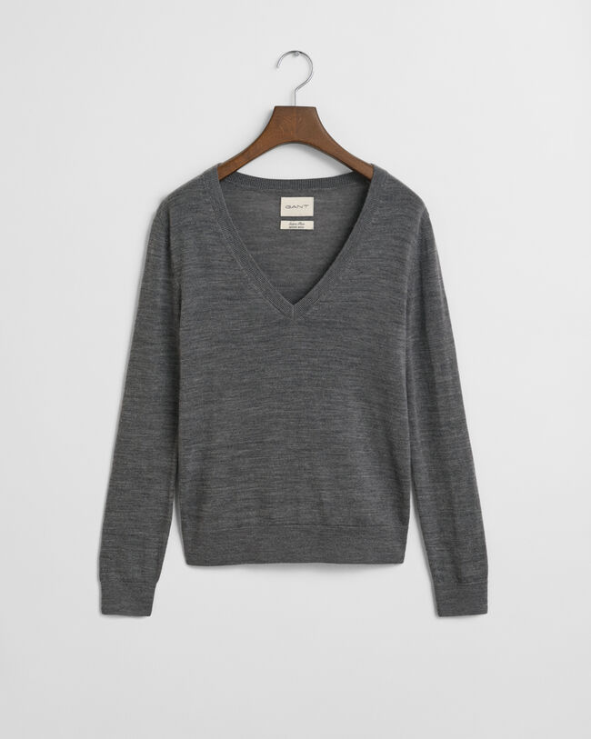 Sweater med V-hals sweater af ekstra fin merinould