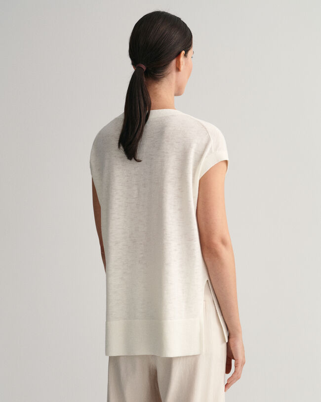 Vest i h&oslash;rblanding med V-hals