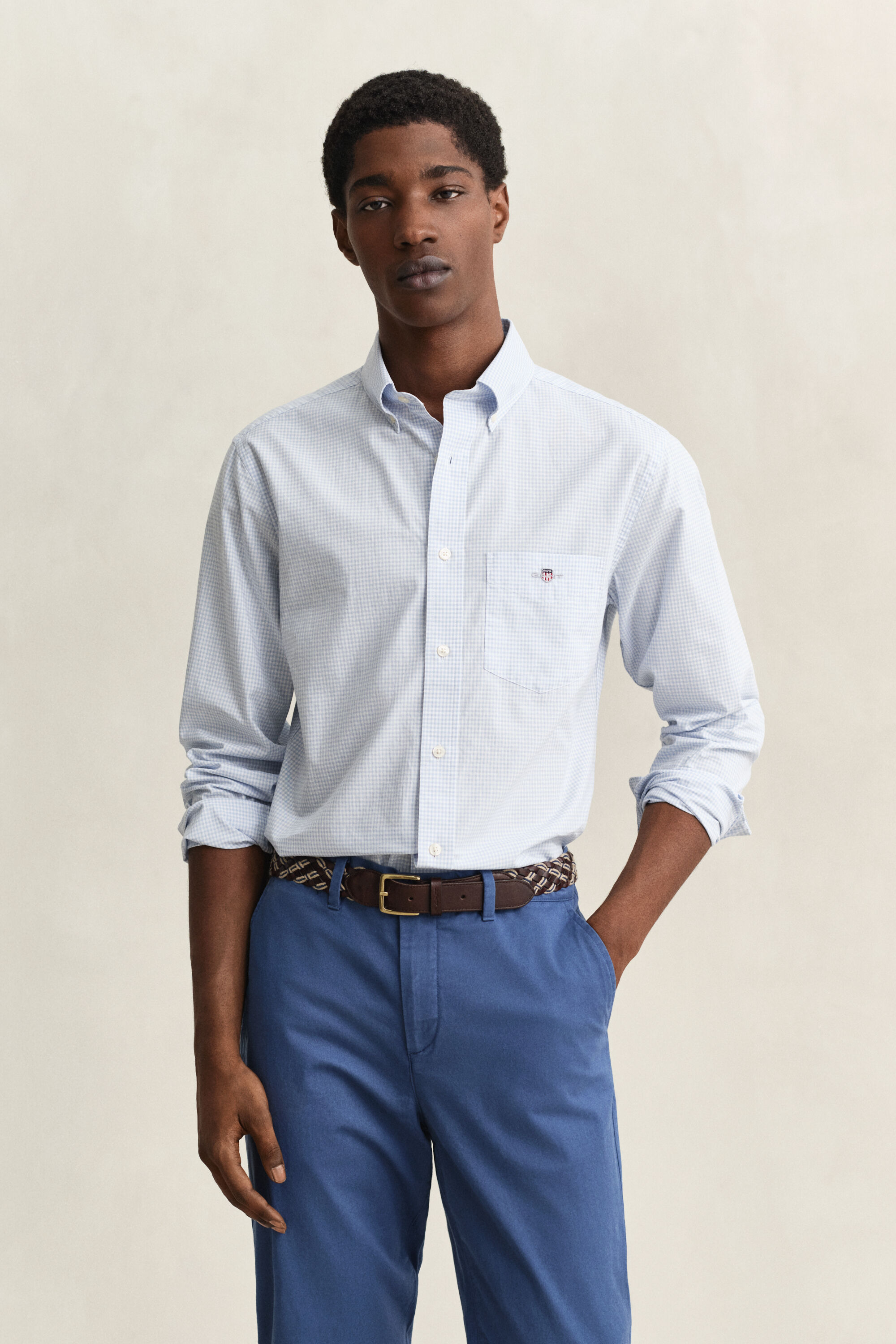 Gingham klassisk poplin-skjorte