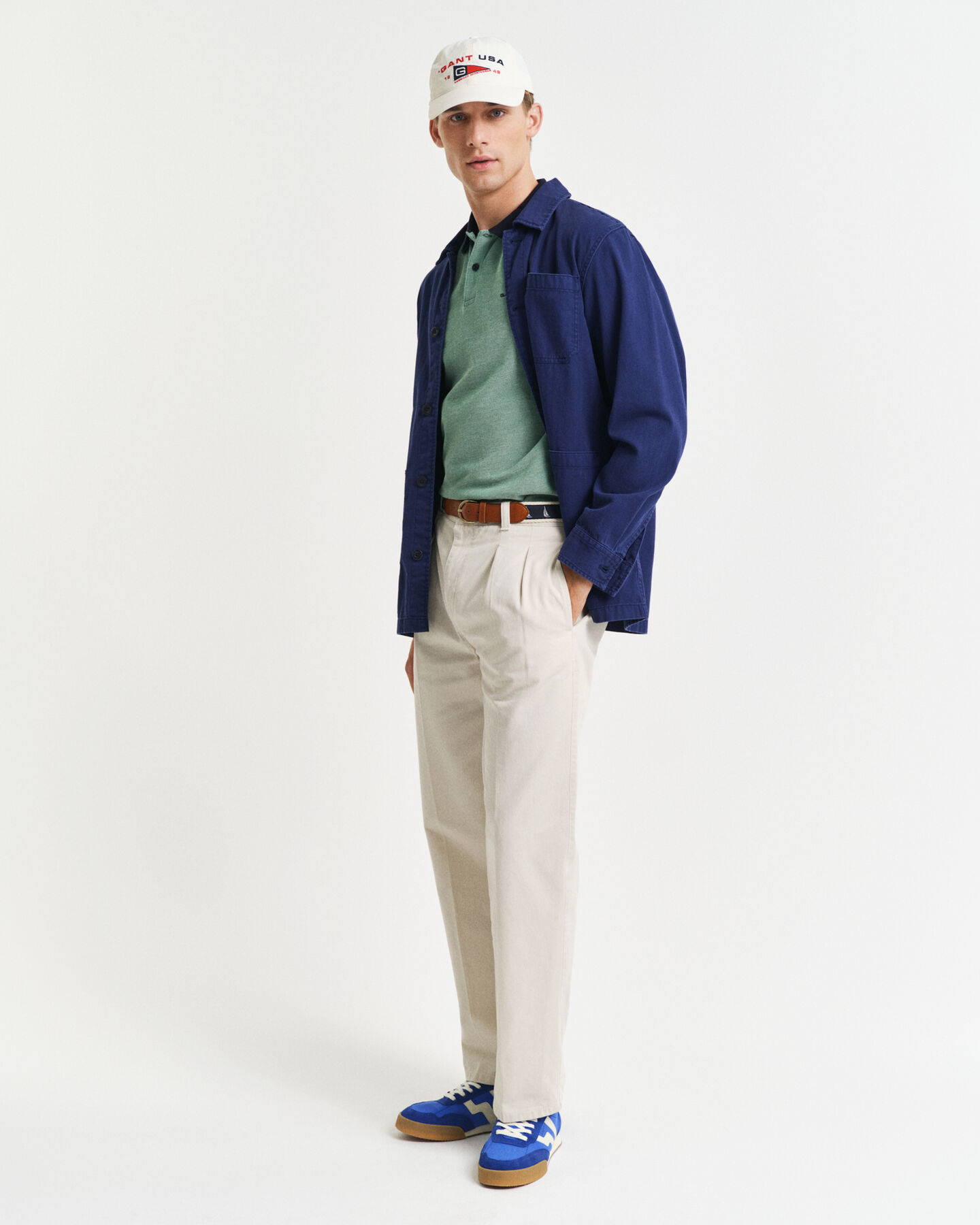 4-farvet Oxford piqu&eacute; poloskjorte