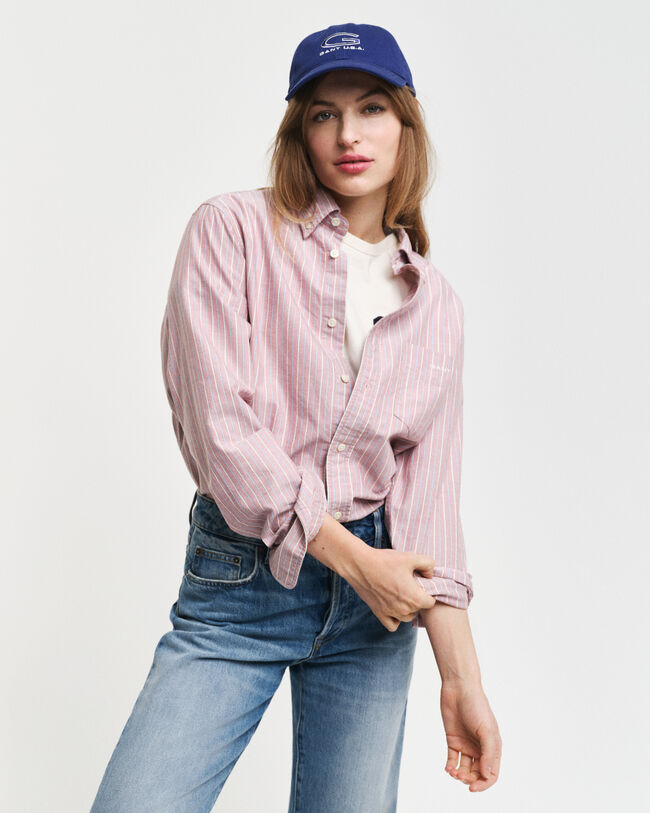 Regular fit klassisk stribet Oxford-skjorte