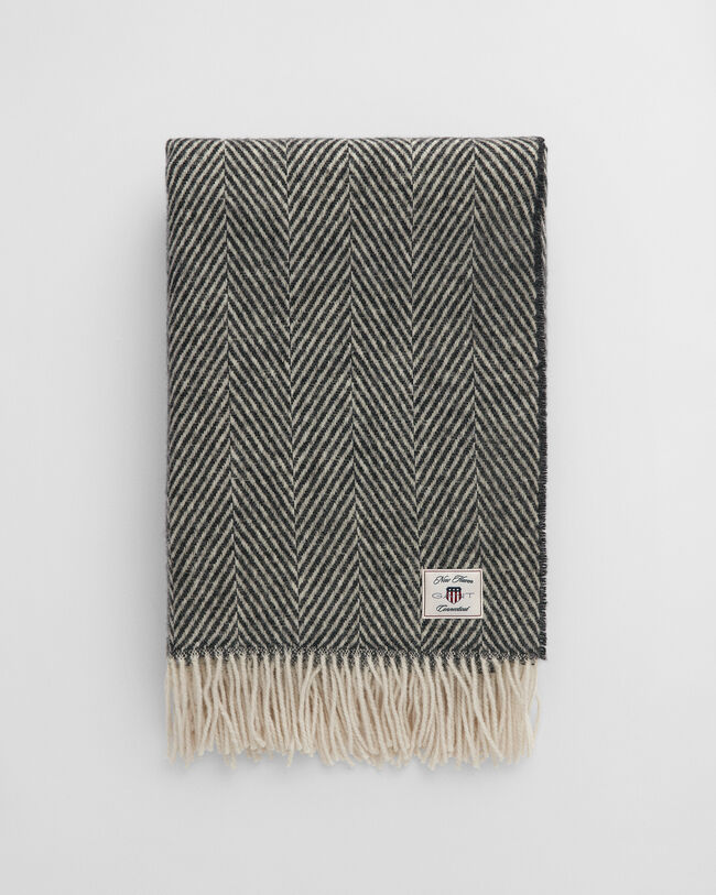 Sildebensmønstret uldtæppe