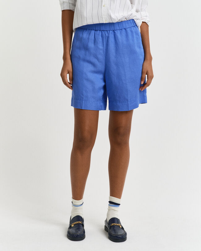 Relaxed fit pull-on shorts i hørblanding