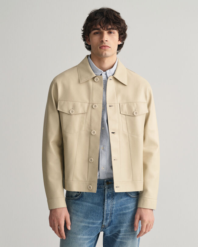 Trucker-jakke i l&aelig;der