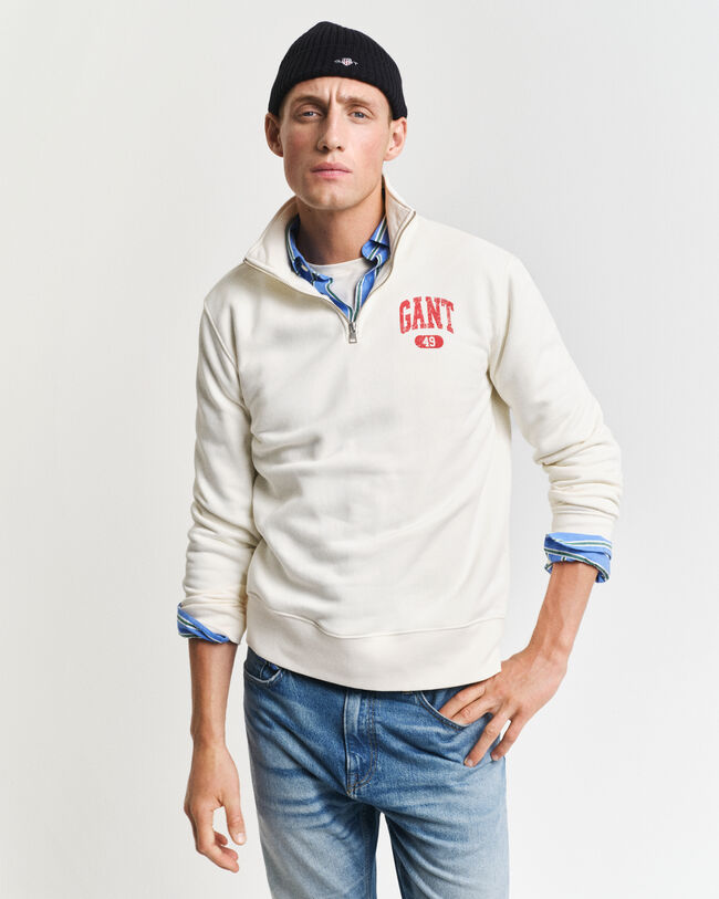 GANT 49 Arch Graphic sweatshirt med halv lynlås