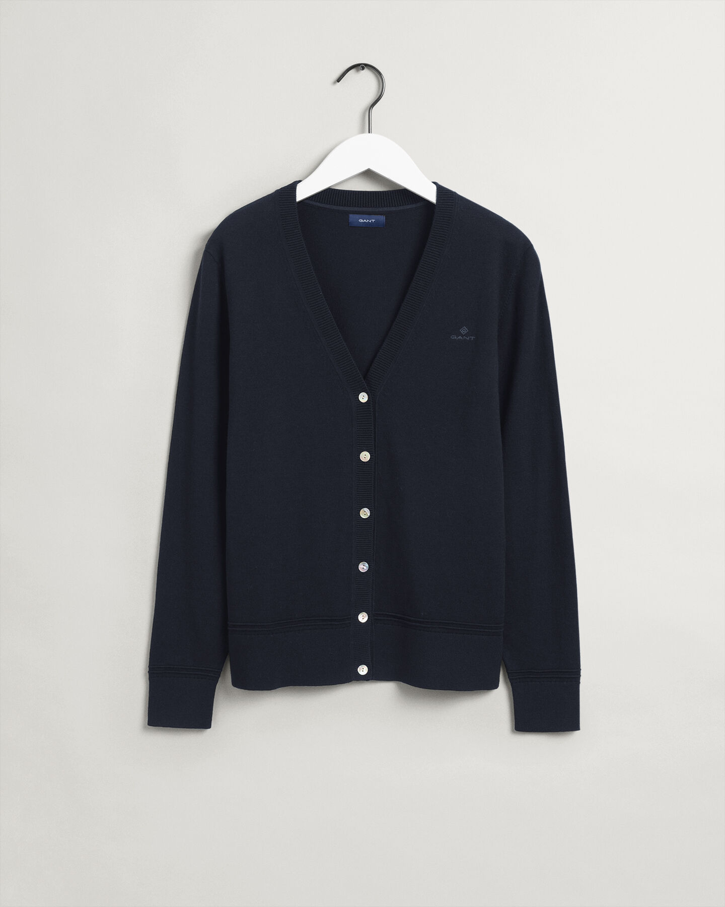 Cardigan i let bomuld med V-hals