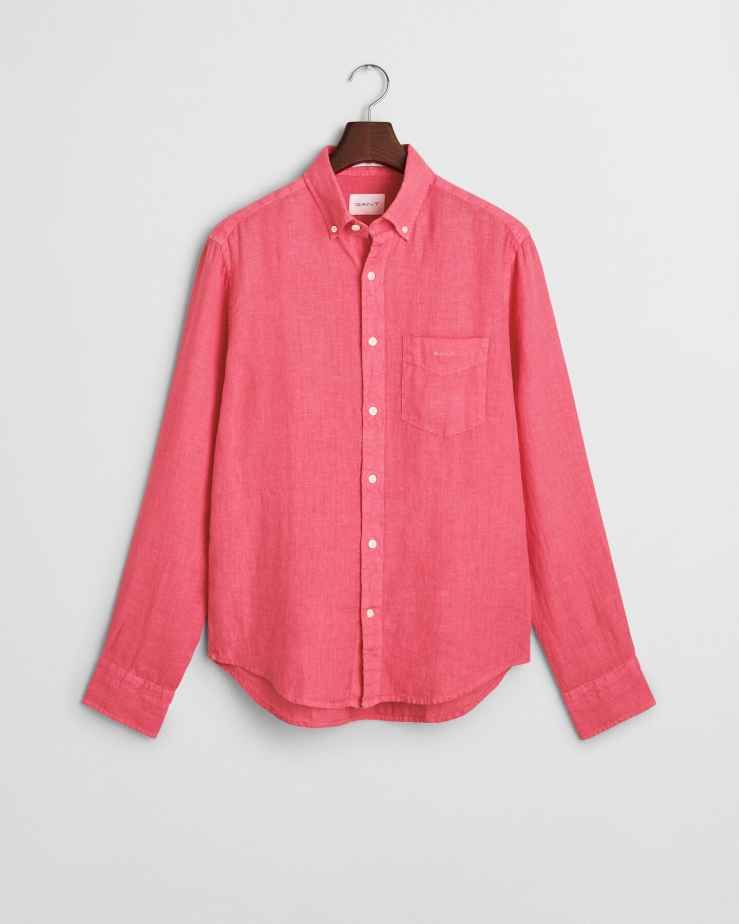 Regular fit garment-dyed hørskjorte