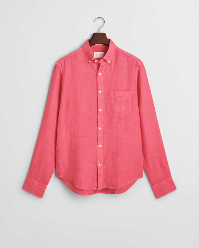 Regular fit garment-dyed hørskjorte