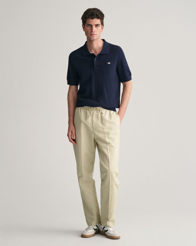 Struktureret polosweater af bomuld