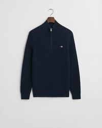 Tekstureret sweater af bomuld med halv lynlås