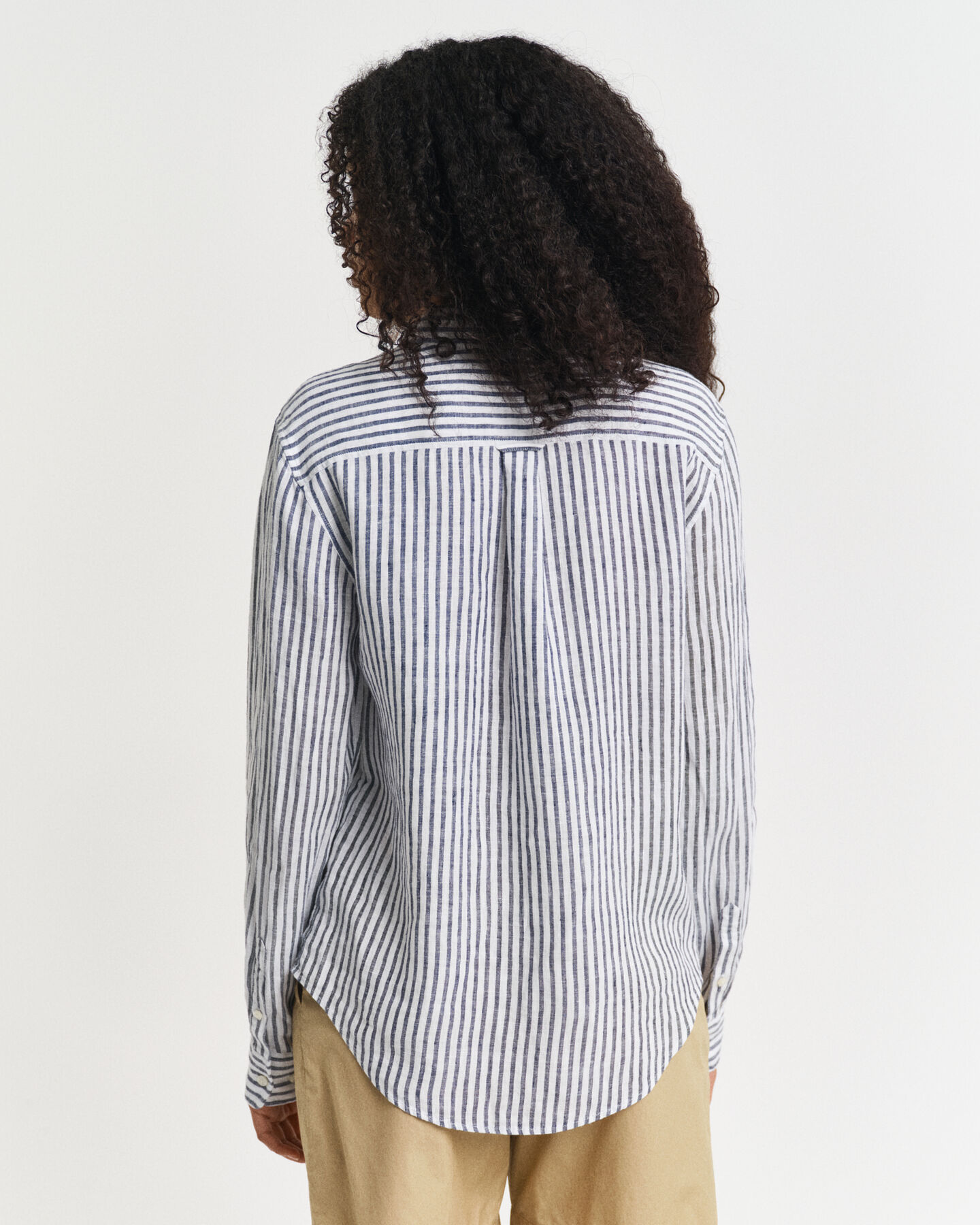 Regular fit stribet skjorte af hør