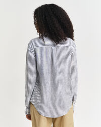 Regular fit stribet skjorte af hør