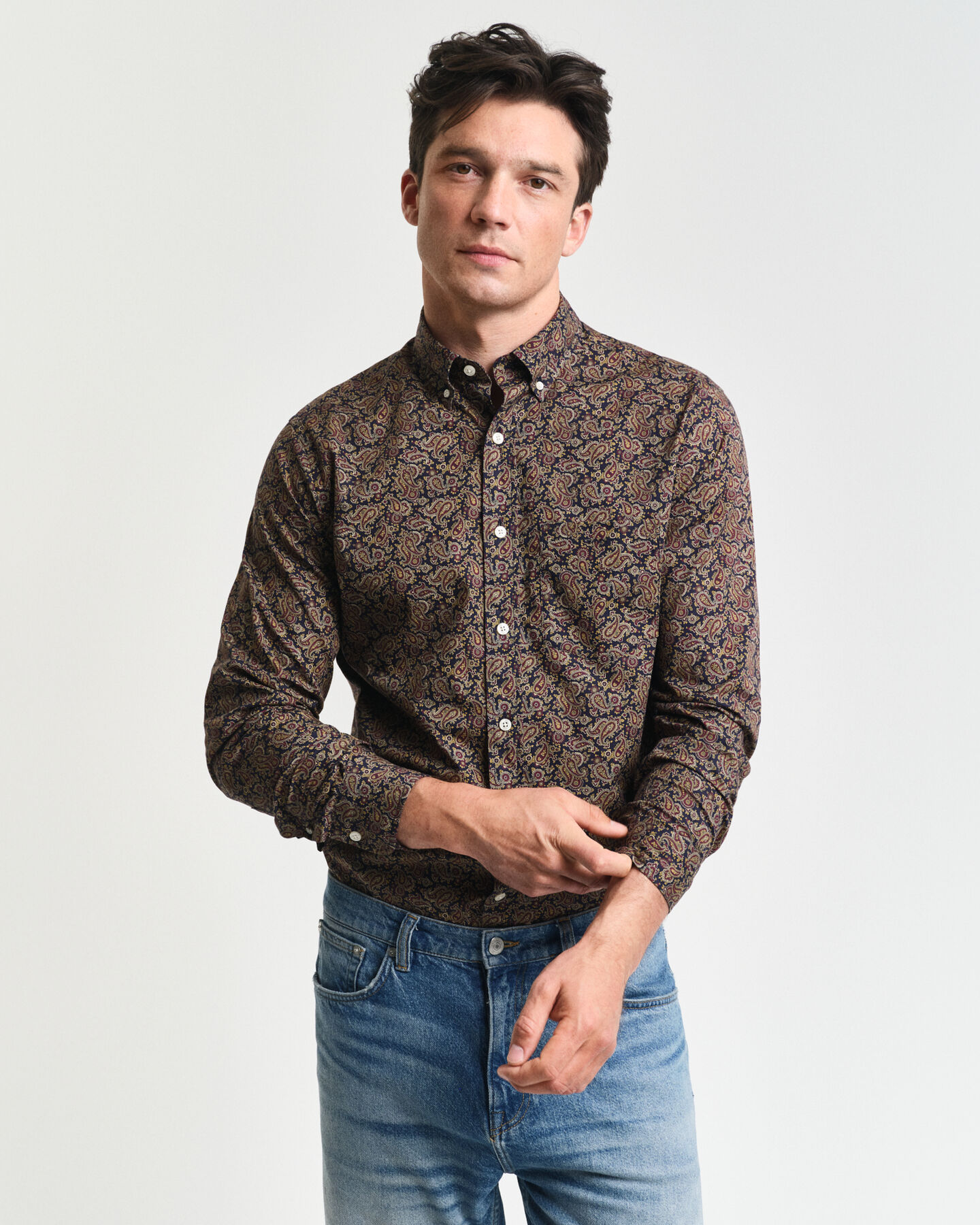 Regular fit trykt paisley skjorte