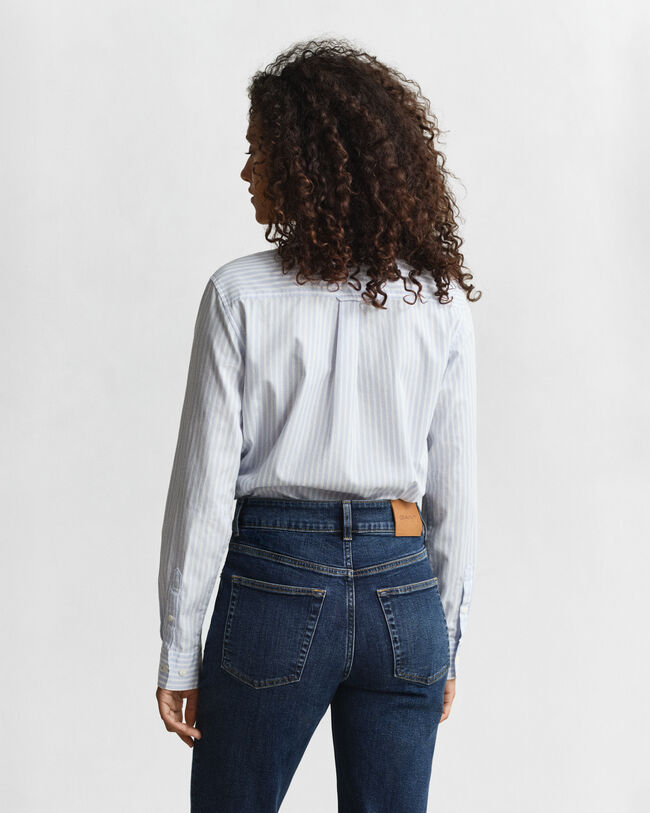 Regular fit klassisk stribet poplin-skjorte