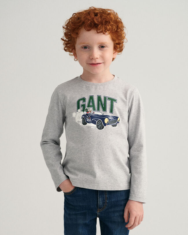 Boys Driving Dog T-shirt med lange &aelig;rmer