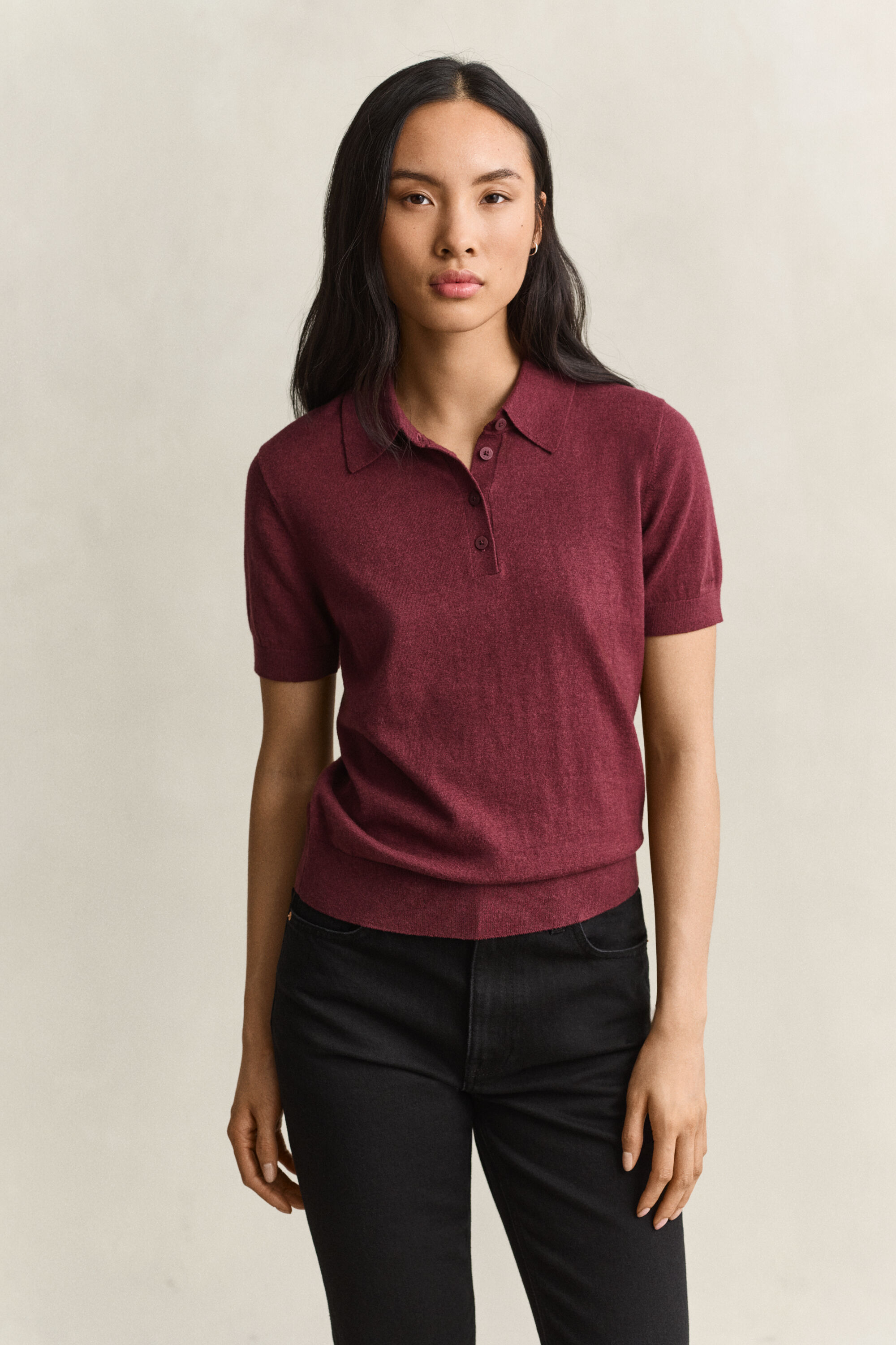 Let strikket polosweater