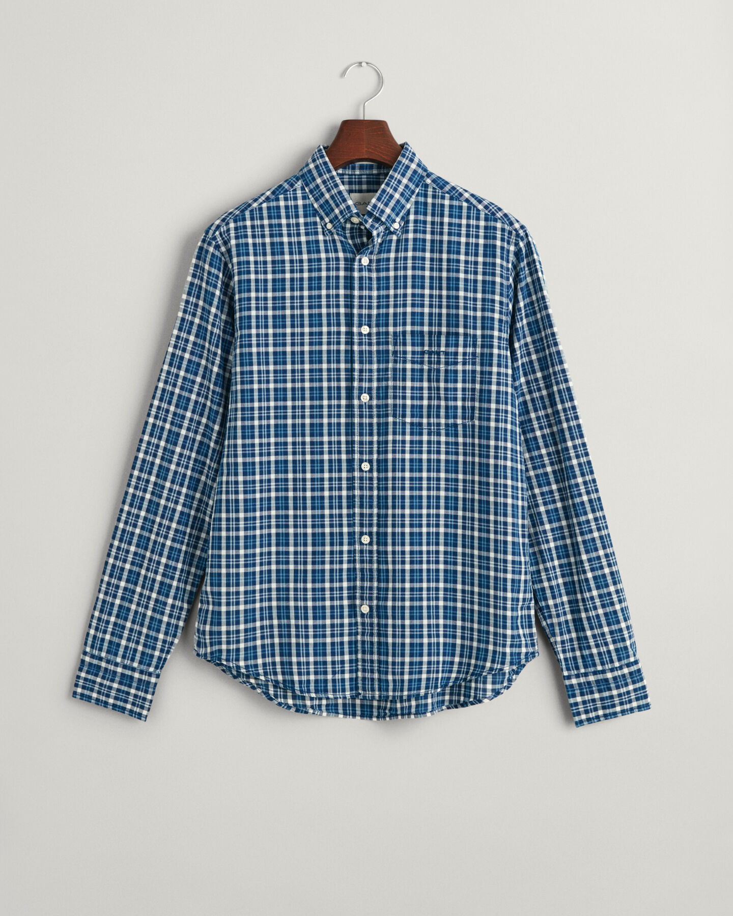Regular fit indigo madras skjorte